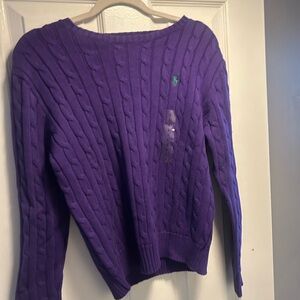 Purple Polo Cable Knit Sweater large